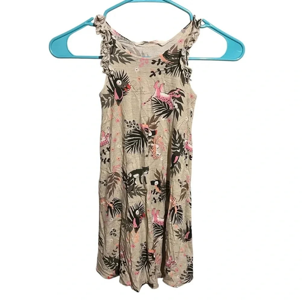H&M Toddler Girls Tropical Animals Print Summer Dress Size 2-4 Years Sleeveless